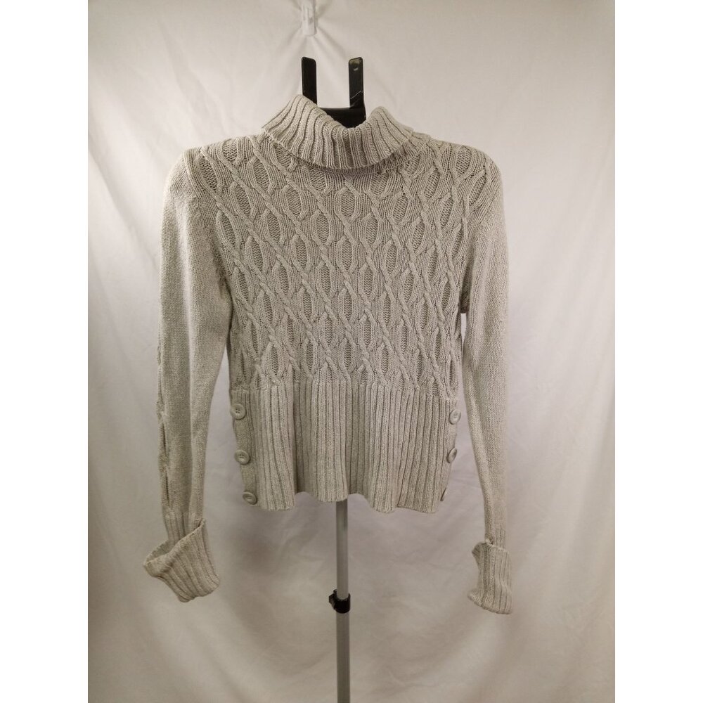 Apt. 9 Women's Grey Cable Knit Turtleneck Sweater Size Petite Medium